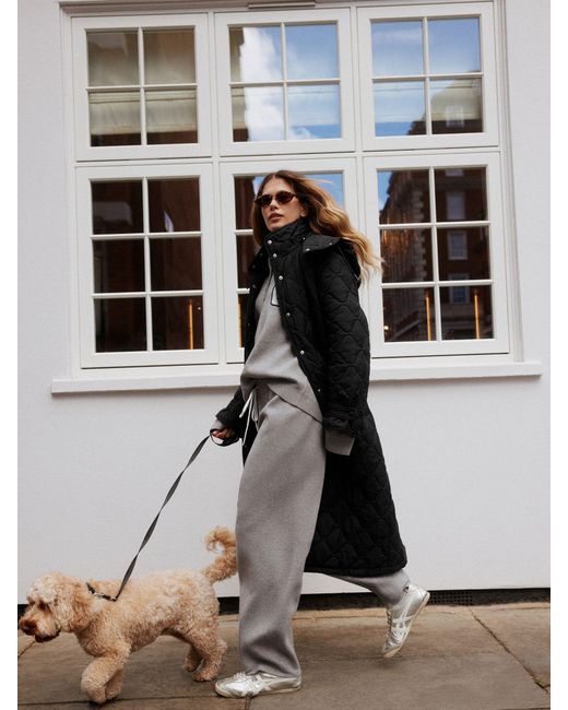 Next Black Long Quilted Jacket