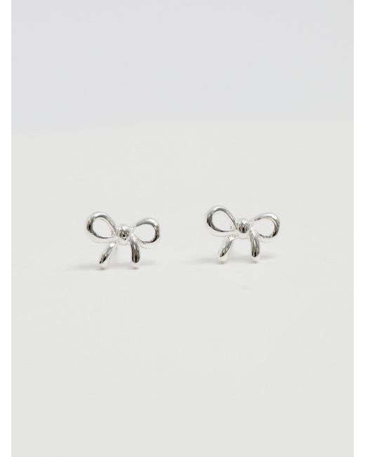 Simply Silver Natural 925 Polished Bow Stud Earrings