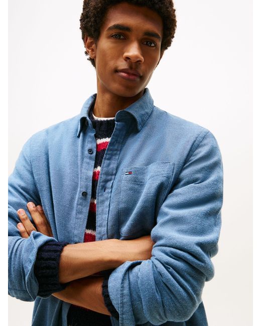 Tommy Hilfiger Blue Regular Fit Flannel Shirt for men