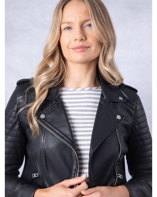 Lakeland Leather Blue Esthwaite Classic Biker Jacket