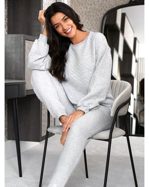 Pour Moi Gray Gesteppter Lounge-Pyjama