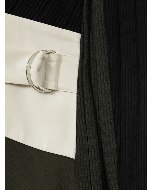 Reiss Natural Khaki & Rib Knit Belted Midi Dress