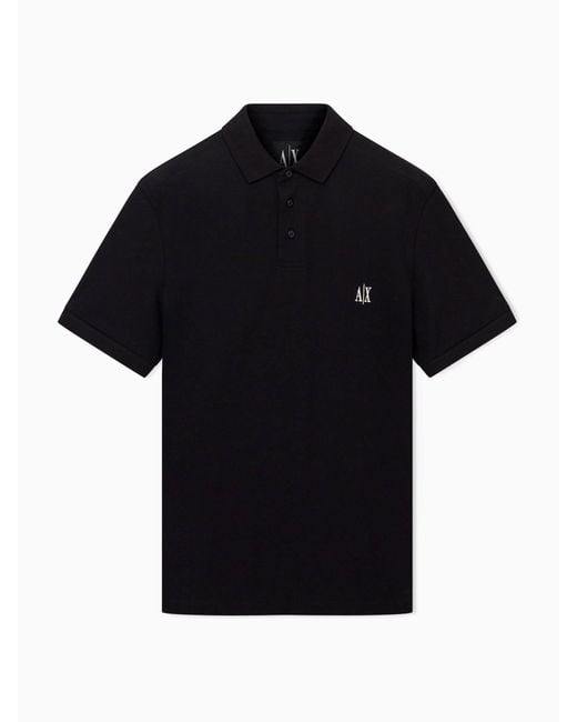 ARMANI EXCHANGE Black Regular Fit Logo Polo Shirt for men