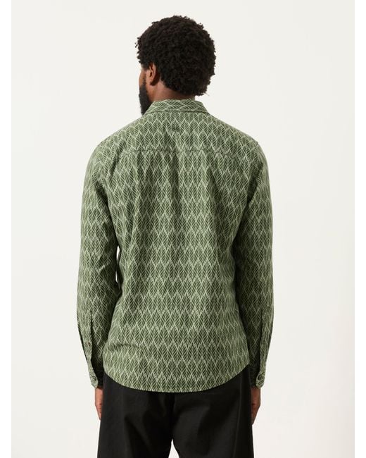 FatFace Green Fatface Long Sleeve Chambray Leaf Print Shirt for men