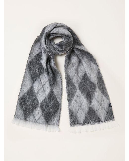 FatFace Gray Argyle Scarf