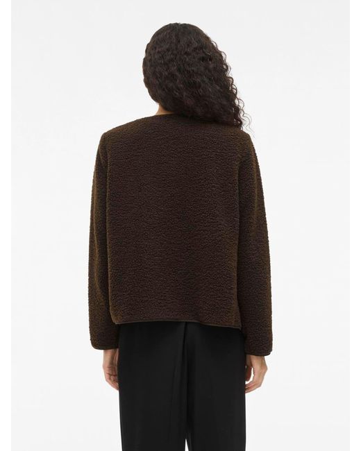 Vila Brown Teddy Collarless Jacket