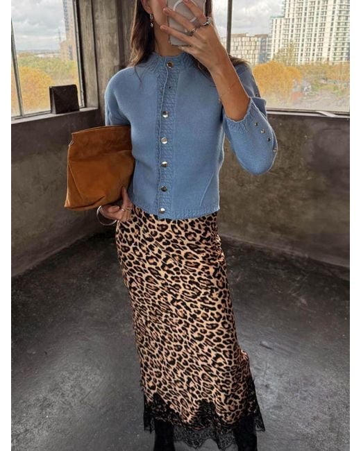 never fully dressed leopard lace skirt Never Fully Dressed satin mini skirt with lace trim hem in leopard print
