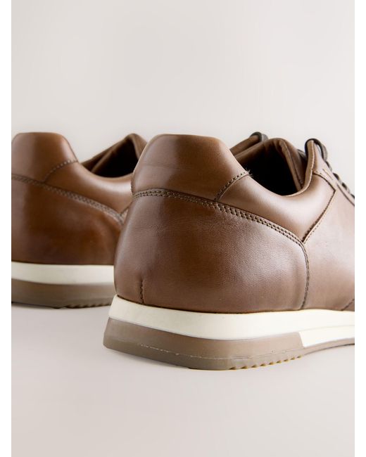 Next Brown Smart Leather Trainers for men