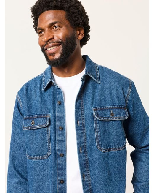 FatFace Blue Fatface Relaxed Fit Denim Shirt for men