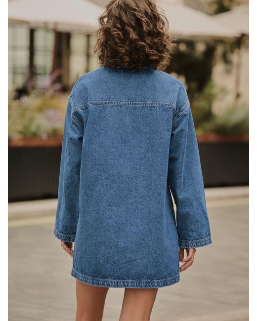 Next Mini Long Sleeve Utility Denim Dress in Blue | Lyst