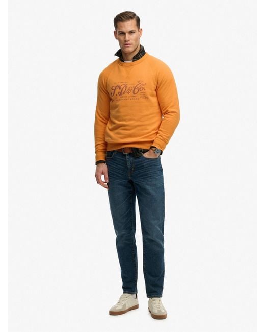 Superdry Orange Micro Logo Crew Jumper for men