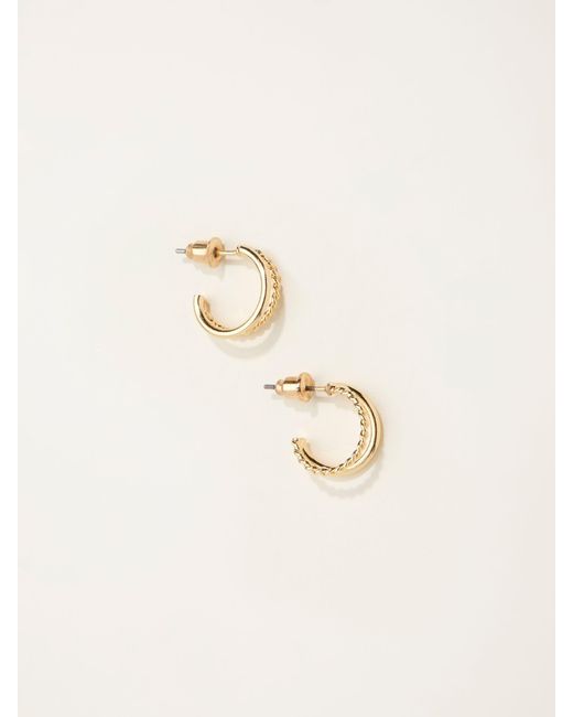 FatFace Natural Fatface Double Hoop Huggie Earrings