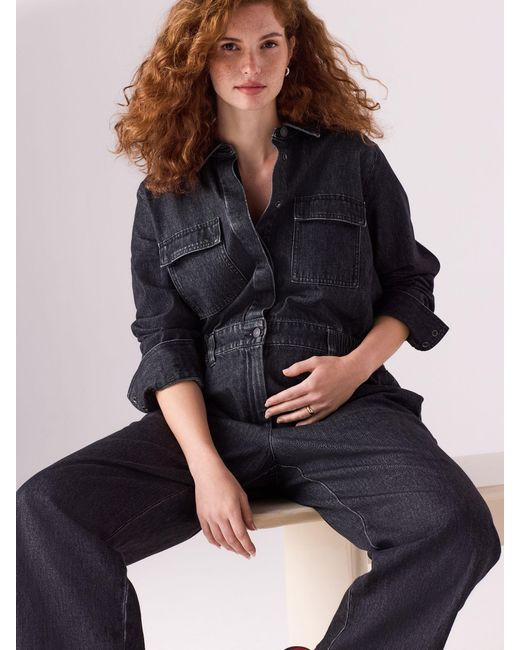 Next Black Maternity Denim Boilersuit