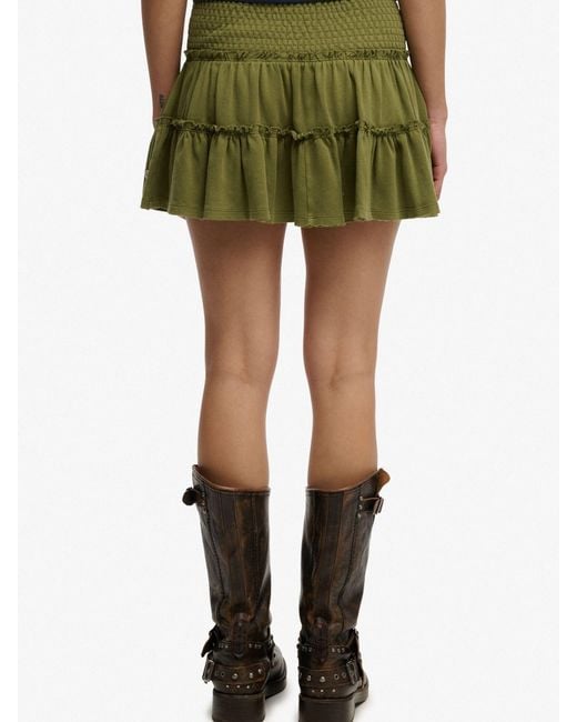 Superdry Blue Tiered Jersey Mini Skirt