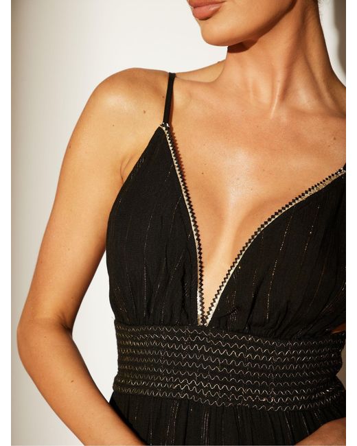 South Beach Brown Metallic Cami Stripe Maxi Dress