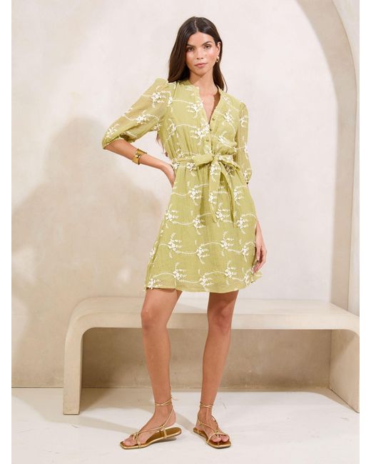 green emerald velvet dress Lulu Floral Dixie Split Neck Shift Dress LT-BLUE-WHIT / S by Sugarlips main image 0