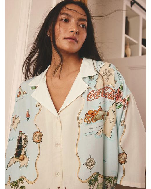 Next White Light Coca Cola Button Through Short Pyjamas Set