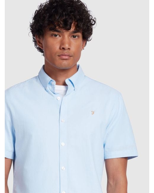 Farah White Brewer Short Sleeve Shirt for men