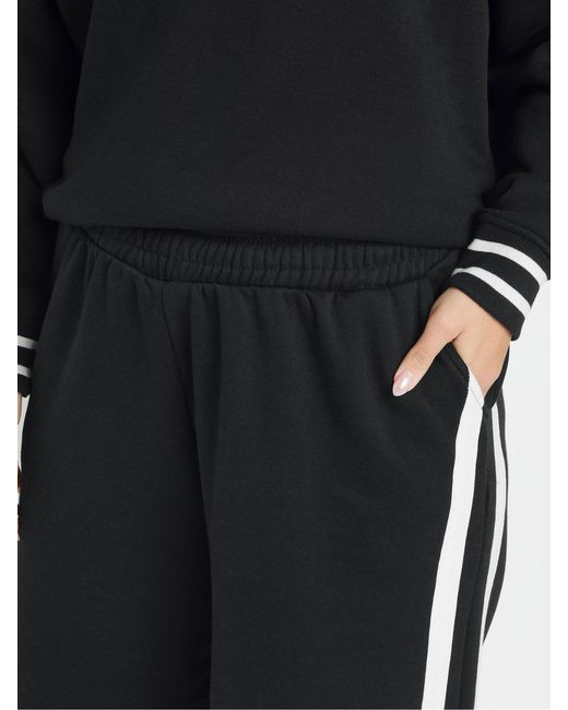 Yours Curve Black Jogginghosen Mit Weitem Bein Und Seitenstreifen50