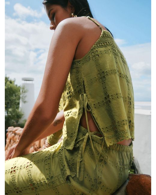 Next Green Broderie Square Cami Top