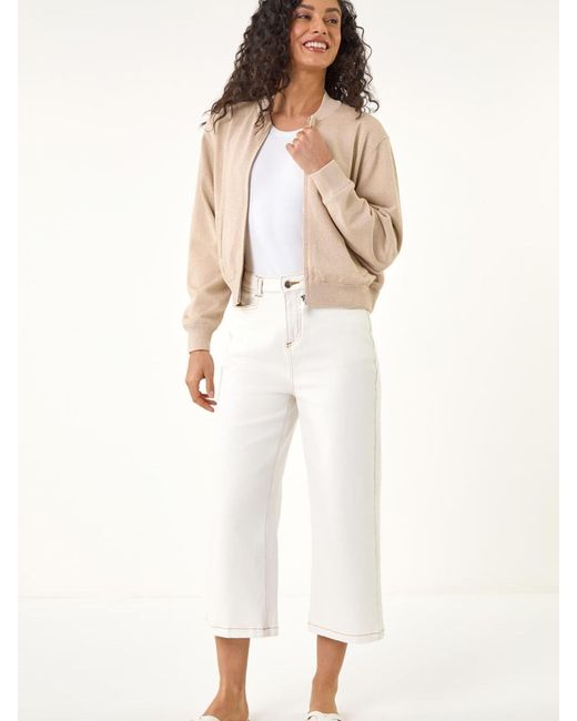 Roman Natural Knitted Bomber Jacket