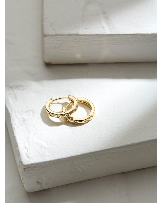 FatFace Natural Fatface Gem Huggie Hoops Earrings