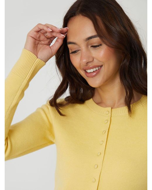 Threadbare Yellow Crew Neck Structured Knitted Cardigan