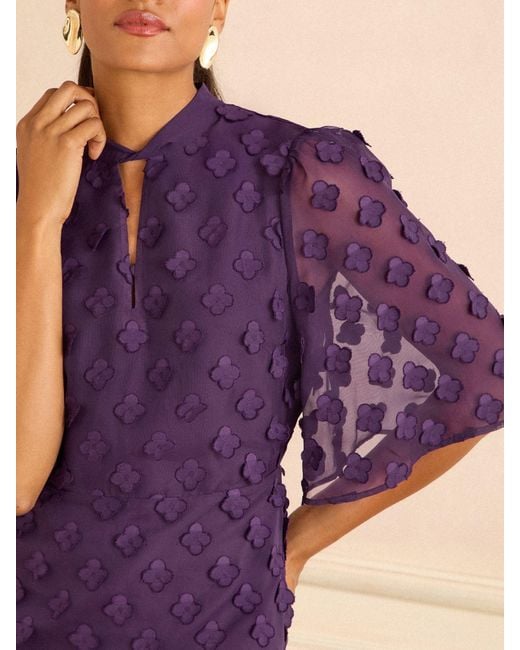 Love & Roses Purple 3D Floral Angel Sleeve Mini Dress