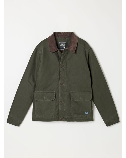 FatFace Green Fatface Khaki Canvas Barn Jacket for men