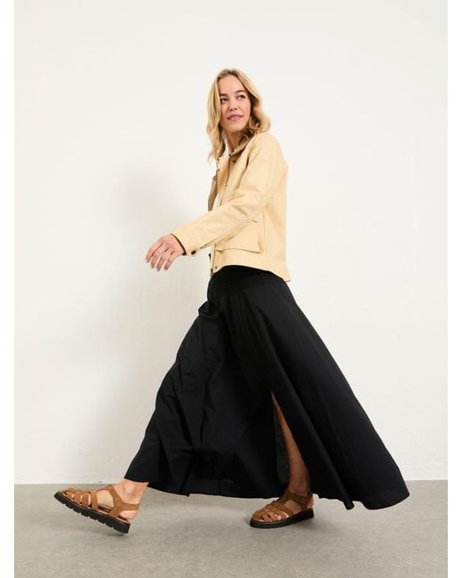 FatFace Black Fatface Harper 100% Cotton Pleated Maxi Skirt