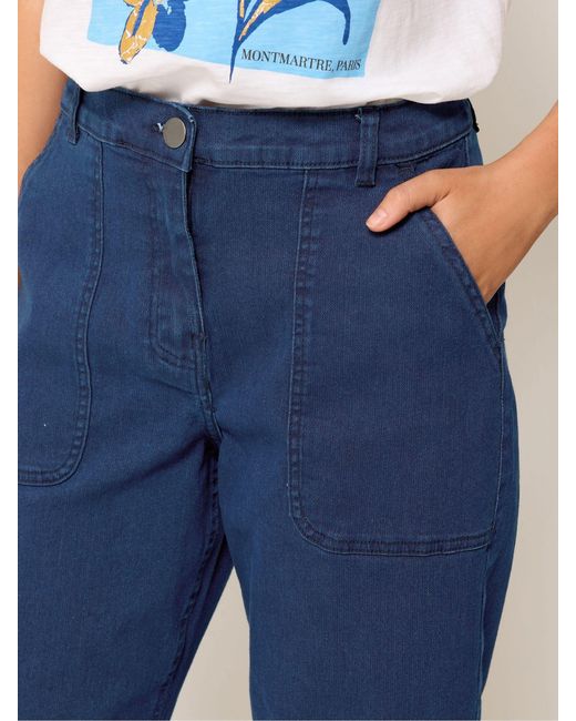 M Com Blue Stretch Carpenter Cropped Jeans