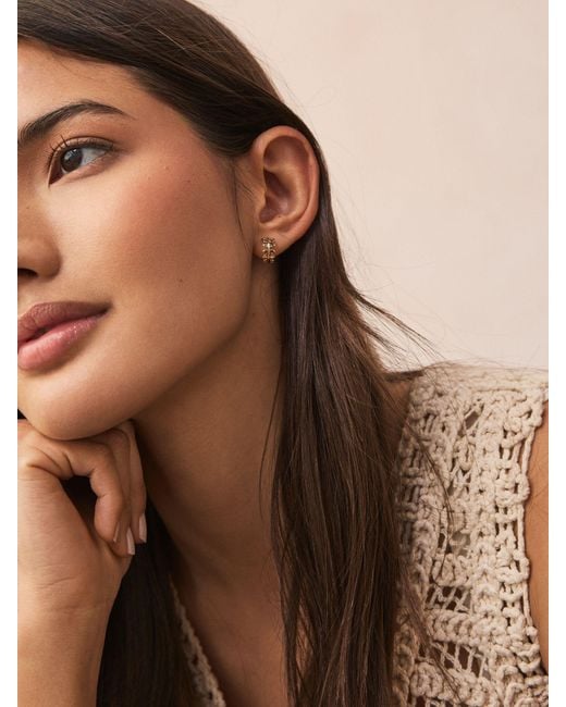 Next White Mini Leaf Hoop Earrings