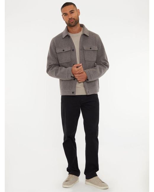 Threadbare Gray Brushed Button Up Shacket for men