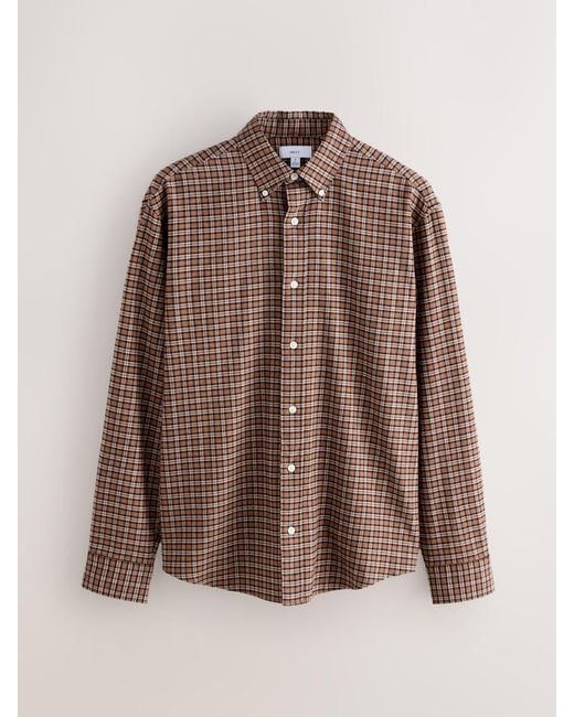 Next Brown Long Sleeve Check Shirt for men