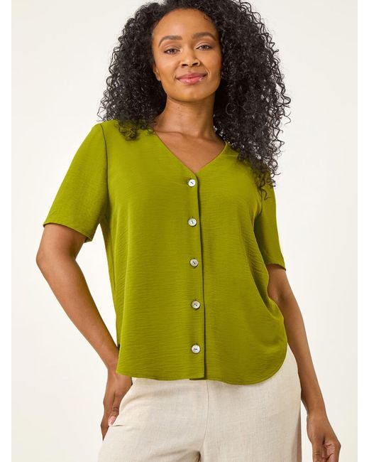 Roman Green Button Through Blouse