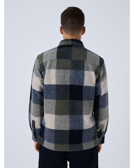 Next Blue Check Wool Look Shacket for men