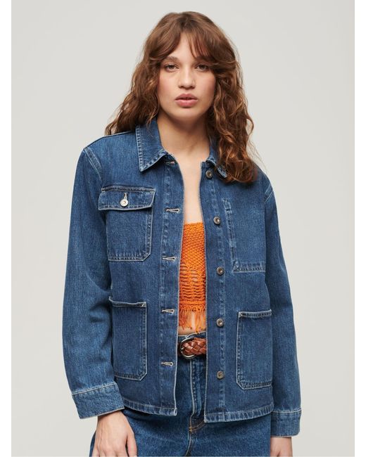 Superdry Black Denim Chore 100% Baumwolle Jacke