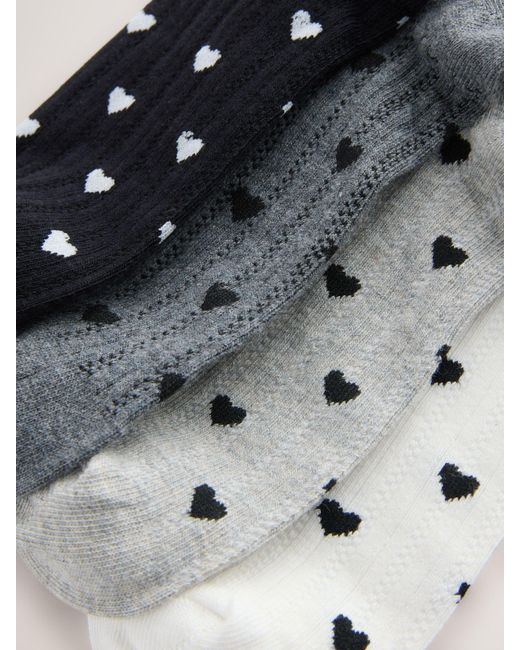 Next White Textured Heart Pattern Ankle Socks 4 Pack