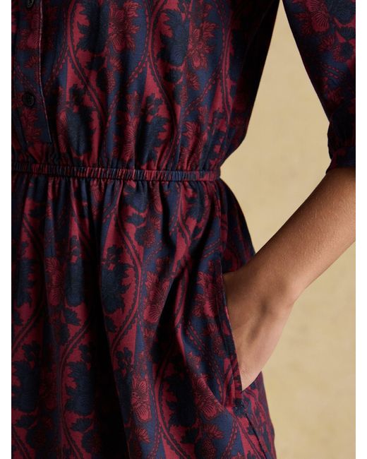 Joules Purple Hazel Jersey Midi Long Sleeve Shirt Dress With Collar