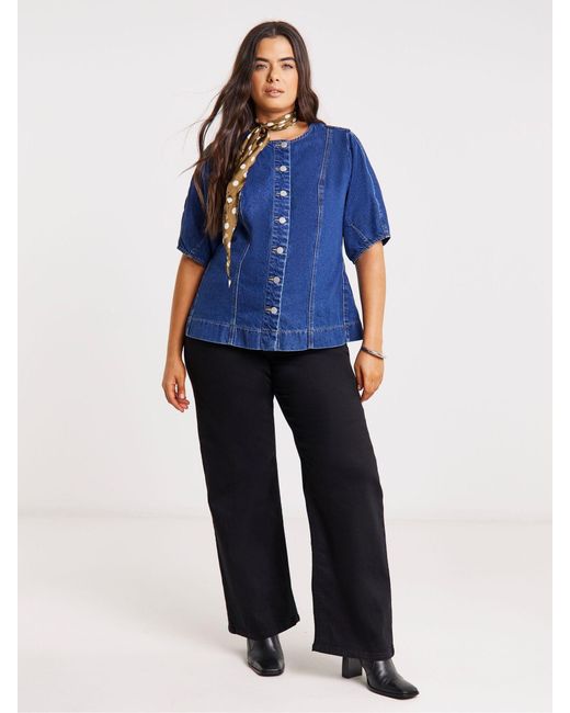 Simply Be Blue Simply Be Button Through Denim Blouse
