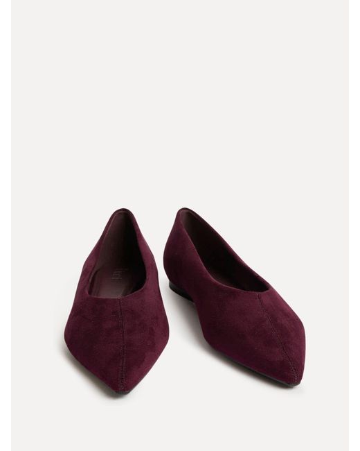 Linzi Red Direct Point Toe Flat Ballet Pumps