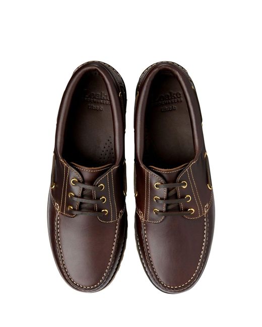 Loake Waxy Leather Commando Soled Deck Shoes in Brown für Herren