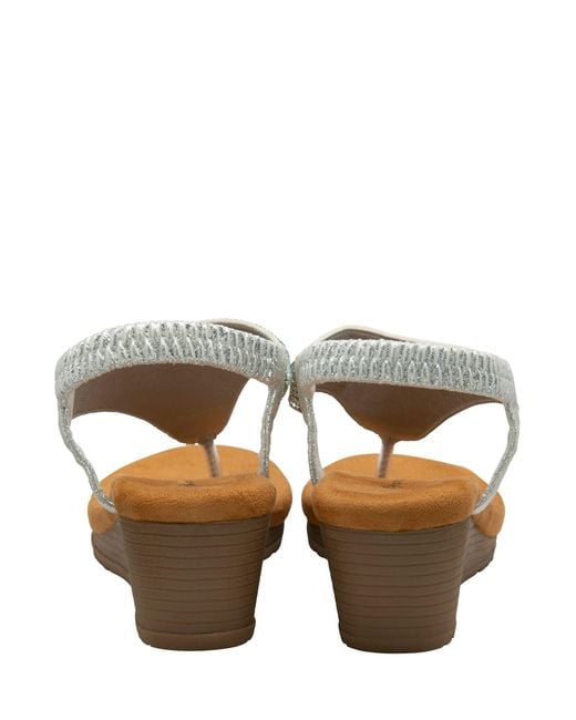 Dunlop White Toe Post Wedge Elasticated Sandals