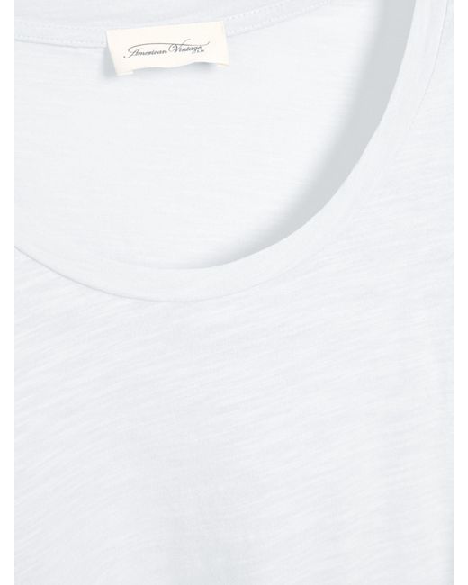 American Vintage White Kurzärmliges T-Shirt Mit U-Ausschnitt