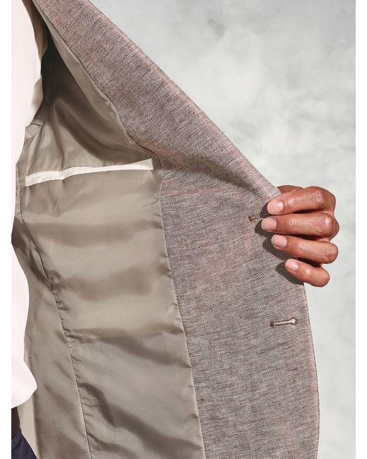 Brook Taverner Natural Herringbone Linen Blend Jacket for men