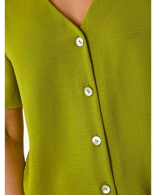 Roman Green Button Through Blouse