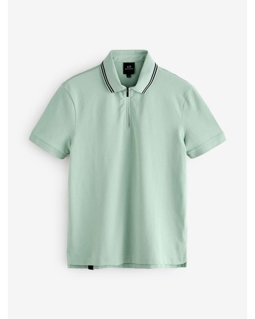 ARMANI EXCHANGE Green Regular Fit Tipped Detail Polo Shirt for men