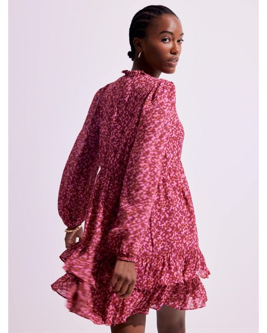 Mint Velvet Red Floral Print Mini Dress