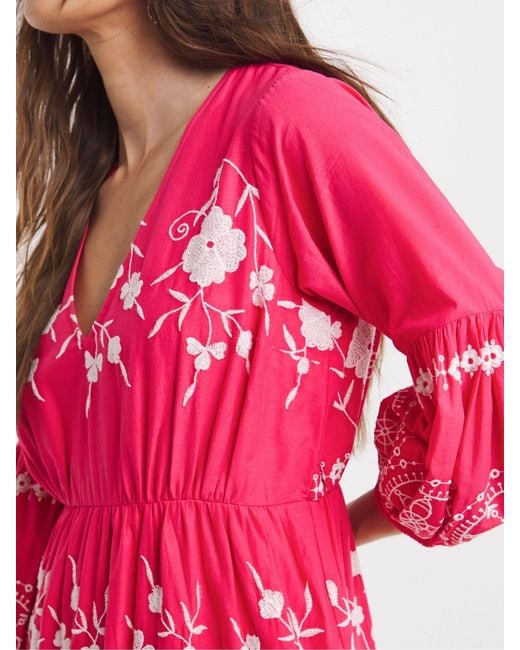 JD Williams 100% Cotton Embroidered Smock Dress