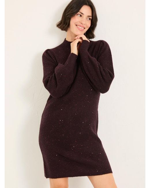 FatFace Natural Fatface Regular Sparkle Knit Mini Dress